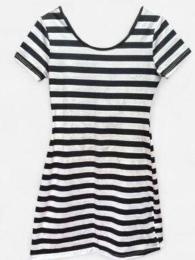 Black & White Striped Midi Dress - Women